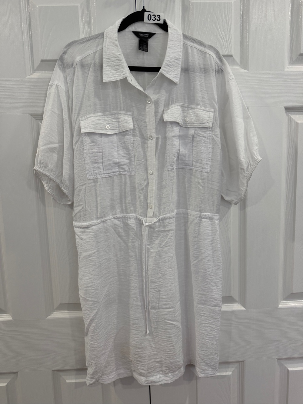 Simply Vera Vera Wang White Women’s Swim Coverup Shirt Dress